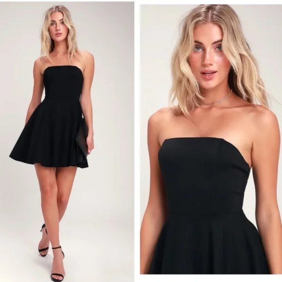 Lulus Dresses & Skirts - NWT Lulus Black About a Twirl Strapless Skater Fit & Flare Mini Dress, Medium